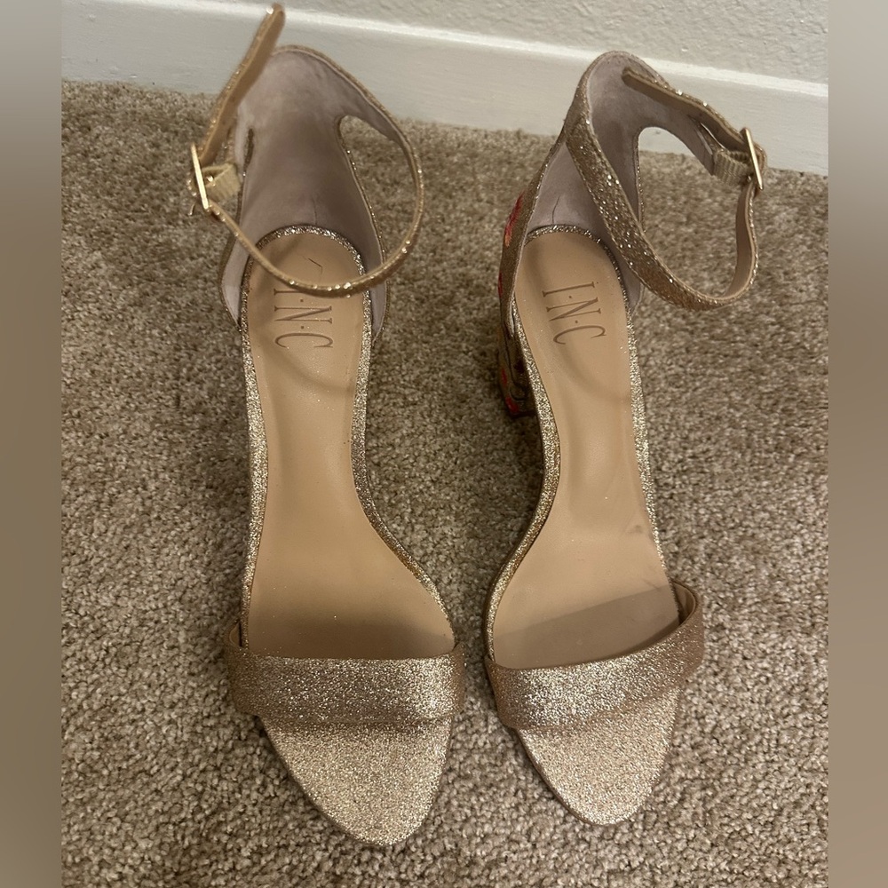 INC International Concepts Gold Floral Heels - Picture 6 of 9